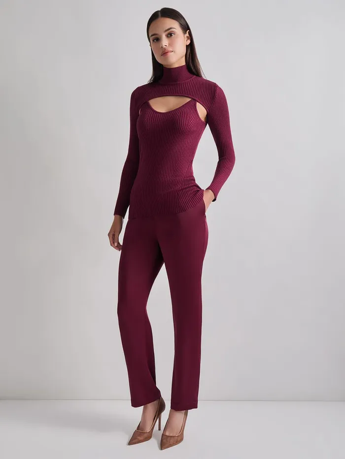 Misook Modern Fit Convertible Ribbed Soft Knit Top Women Tops and Tees