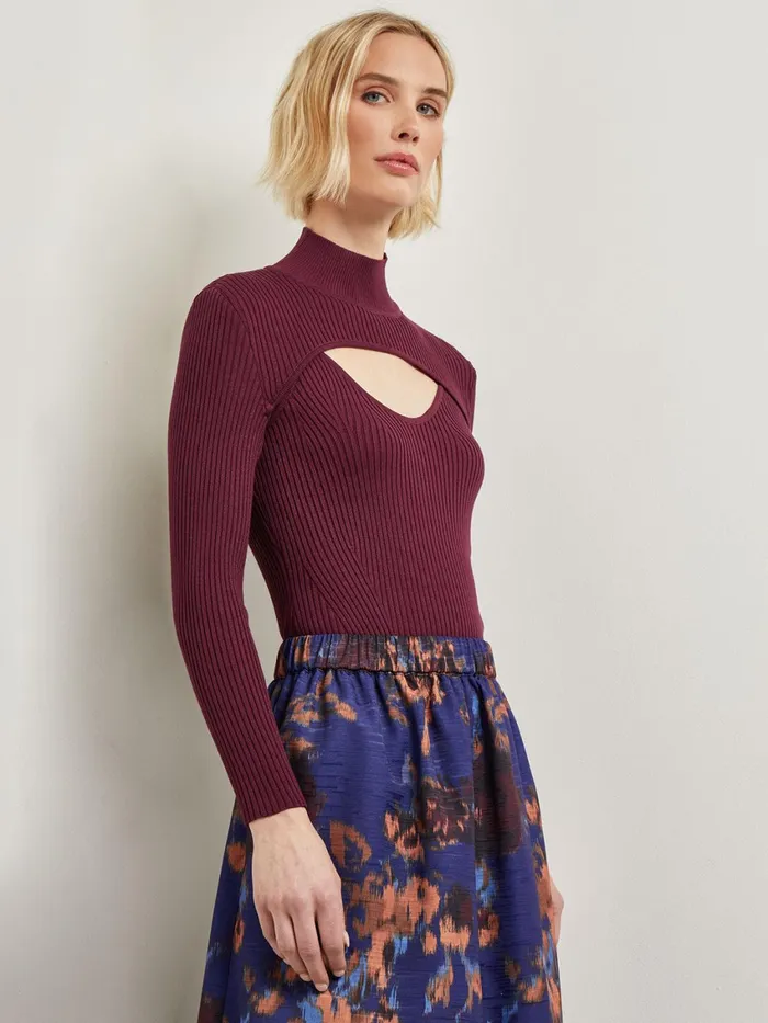 Misook Modern Fit Convertible Ribbed Soft Knit Top Women Tops and Tees