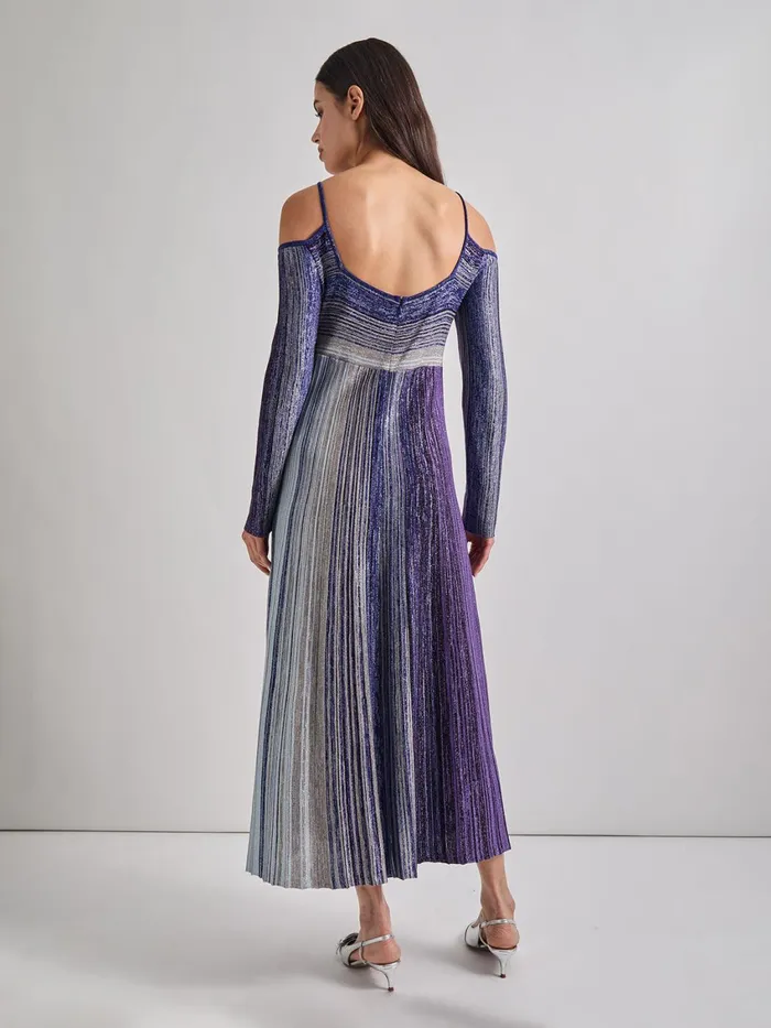 Misook Modern Fit Empire Shimmer Lurex Knit Maxi Dress Women Dresses