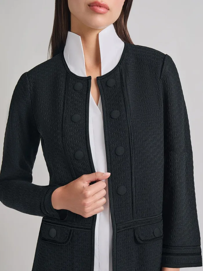 Misook Open Neck Tonal Detail Jacket Women Jackets and Coats