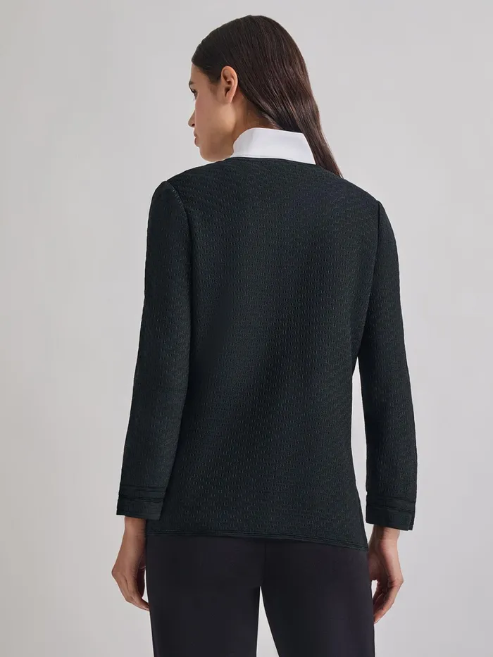 Misook Open Neck Tonal Detail Jacket Women Jackets and Coats