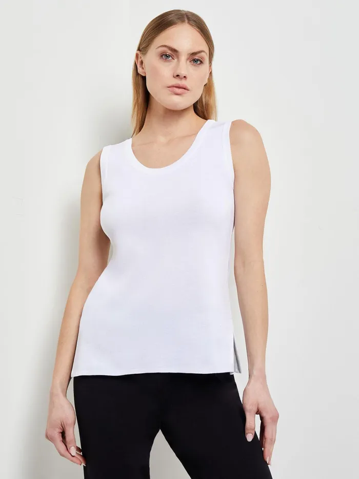 Misook Scoop Neck Tank Top 8211 White Sleeveless Top Misook Women Tops and Tees