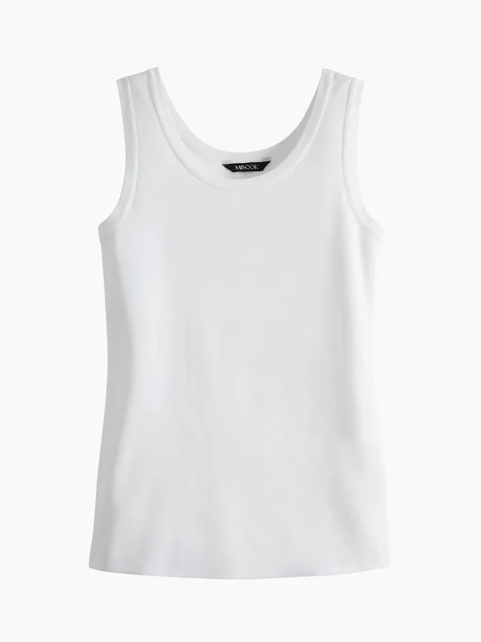 Misook Scoop Neck Tank Top 8211 White Sleeveless Top Misook Women Tops and Tees