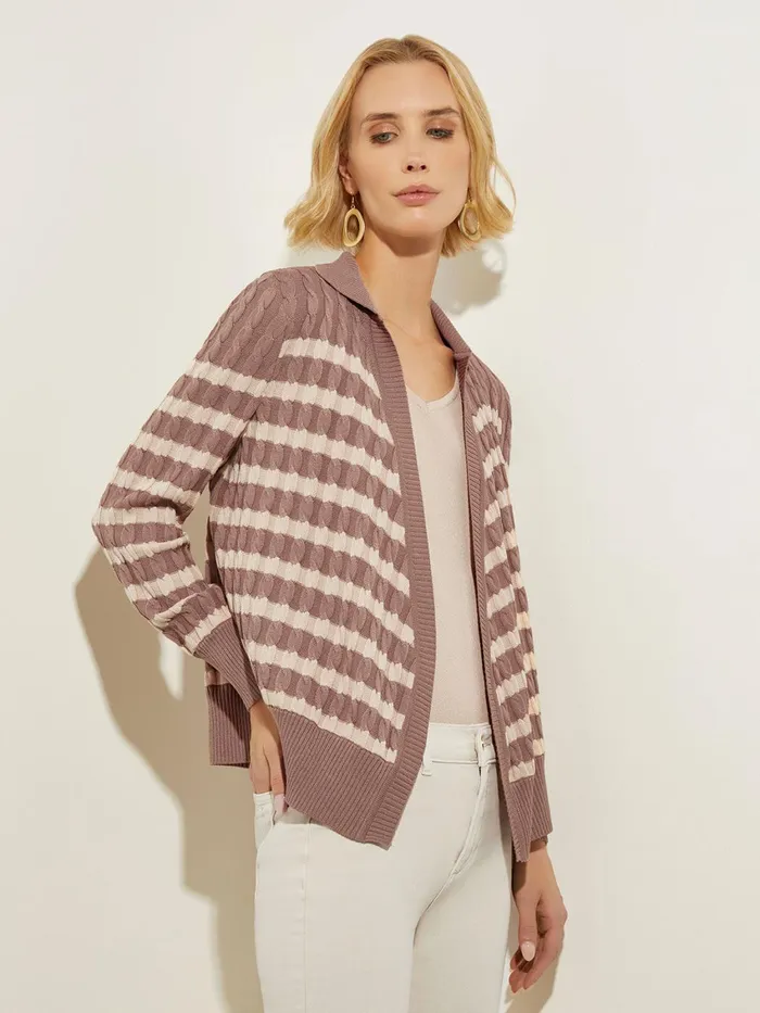 Misook TieWaist Striped Soft Knit Tunic Women Tops and Tees Misook TieWaist Striped Soft Knit Tunic Women Tops and Tees