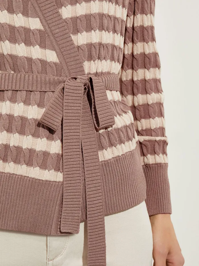 Misook TieWaist Striped Soft Knit Tunic Women Tops and Tees Misook TieWaist Striped Soft Knit Tunic Women Tops and Tees