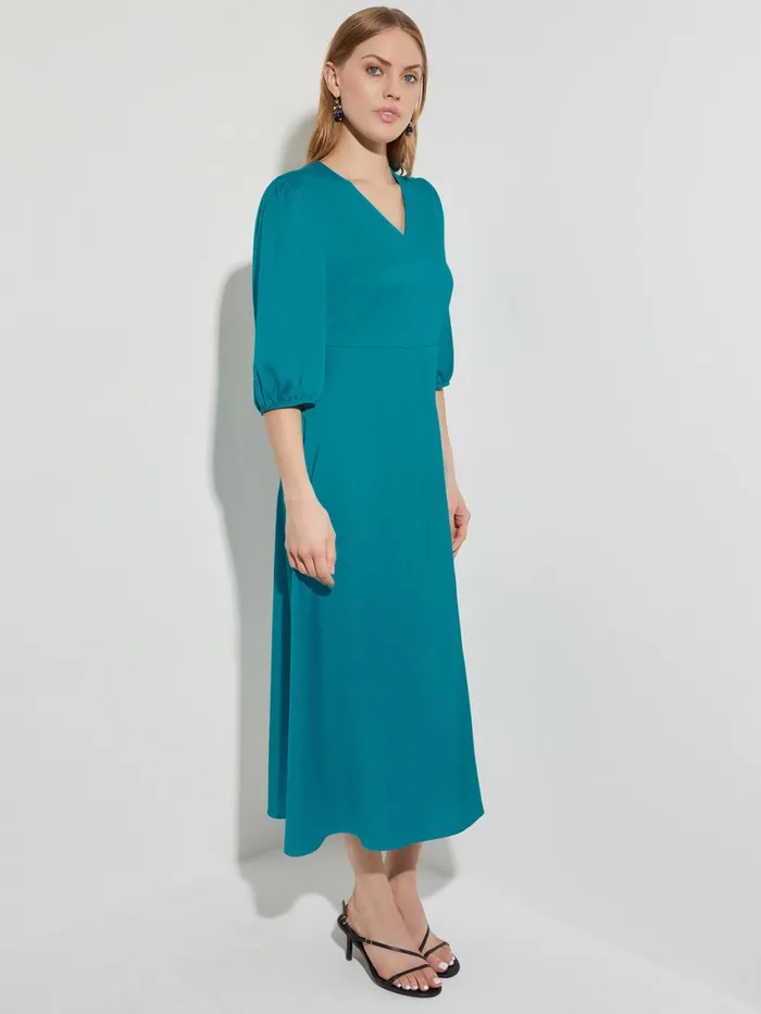 Misook Woven TieWaist Balloon Sleeve Dress Women Dresses