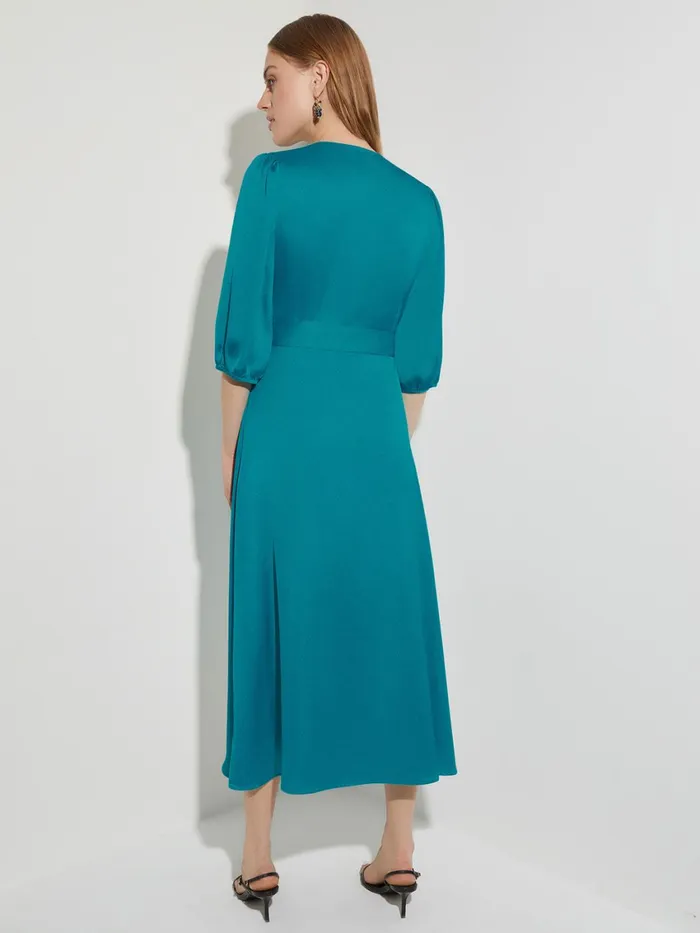 Misook Woven TieWaist Balloon Sleeve Dress Women Dresses