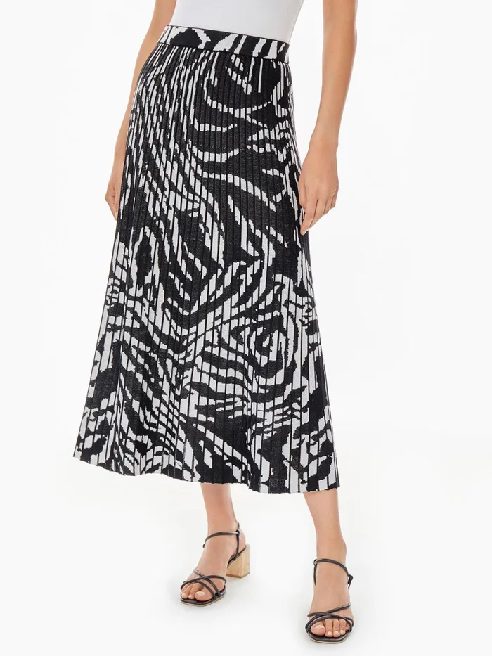 Misook Zebra Swirl Soft Knit Skirt Women Skirts