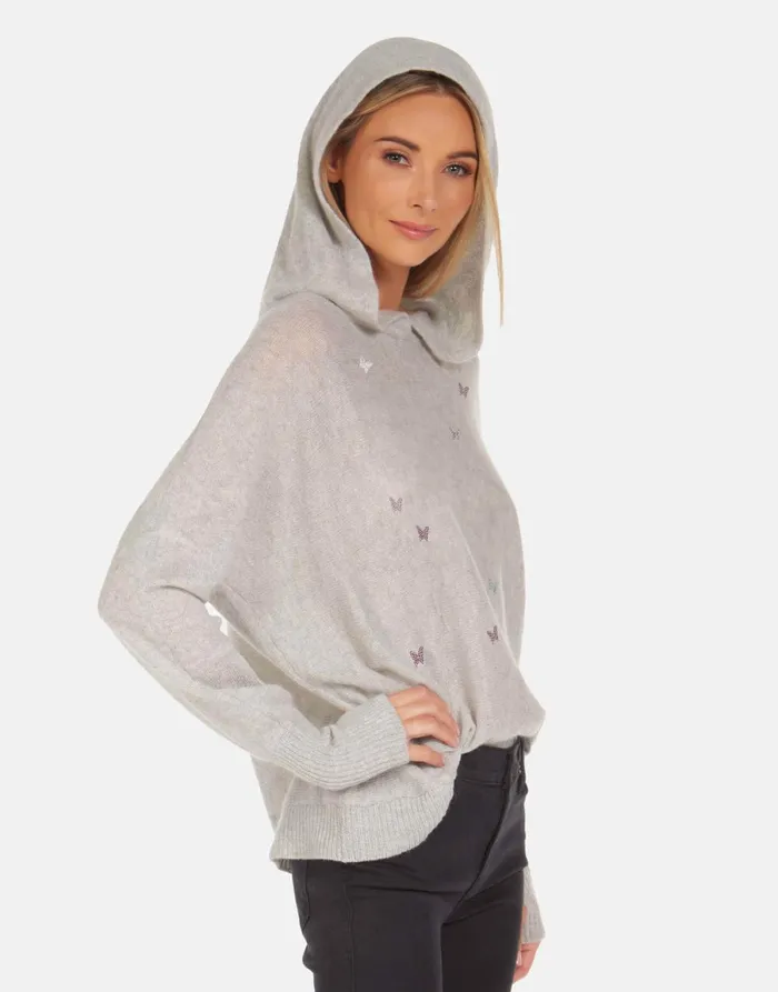Namiko X Crystal Butterflies Heather Grey Women039s Lauren Moshi Hoodies