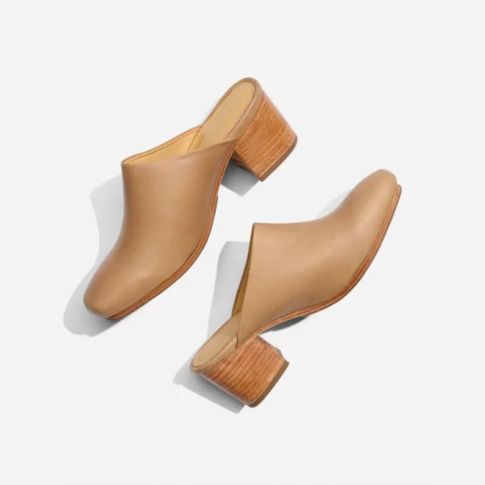 Nisolo Heels Women AllDay Heeled Mule Almond Nisolo Heels Women AllDay Heeled Mule Almond