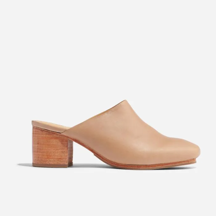 Nisolo Heels Women AllDay Heeled Mule Almond Nisolo Heels Women AllDay Heeled Mule Almond
