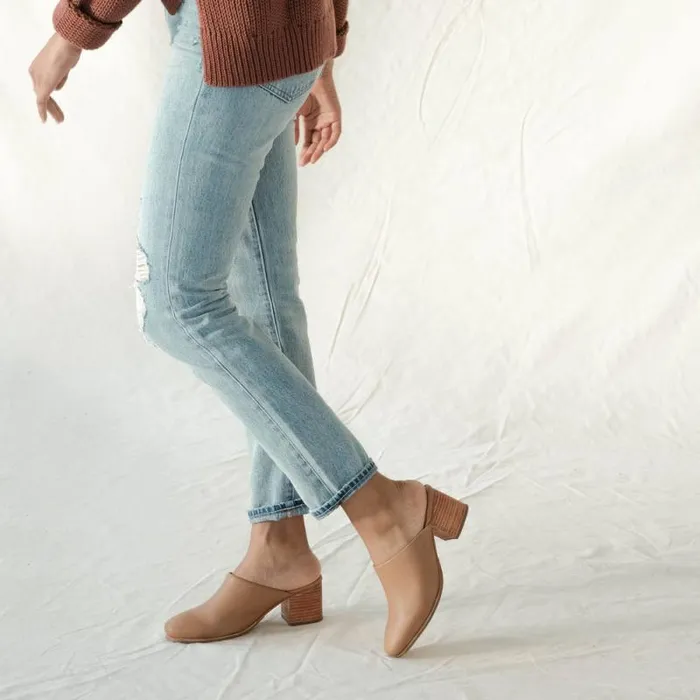 Nisolo Heels Women AllDay Heeled Mule Almond Nisolo Heels Women AllDay Heeled Mule Almond
