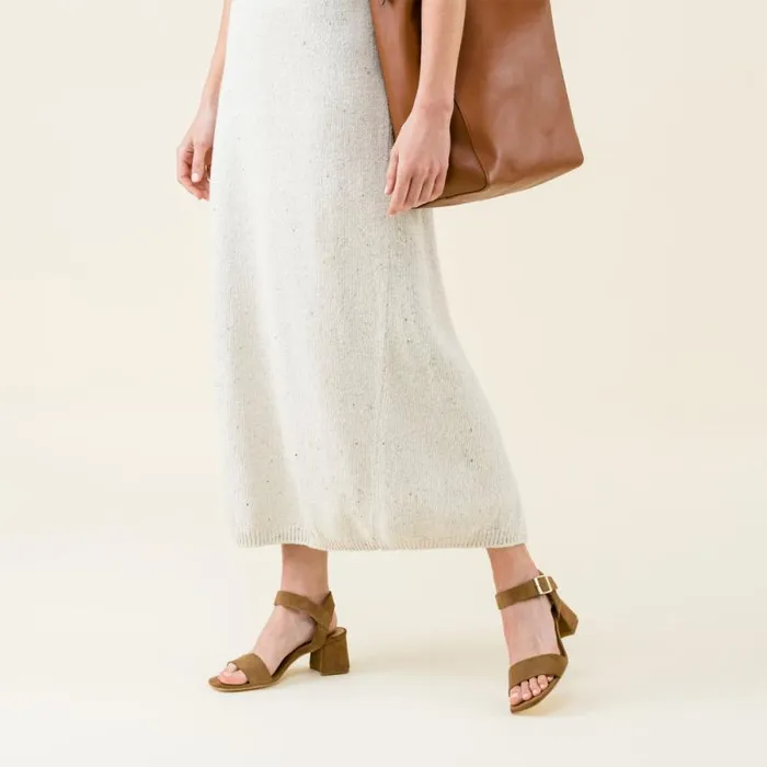 Nisolo Sandals Women Stella GoTo Block Heel Sandal Taupe Suede