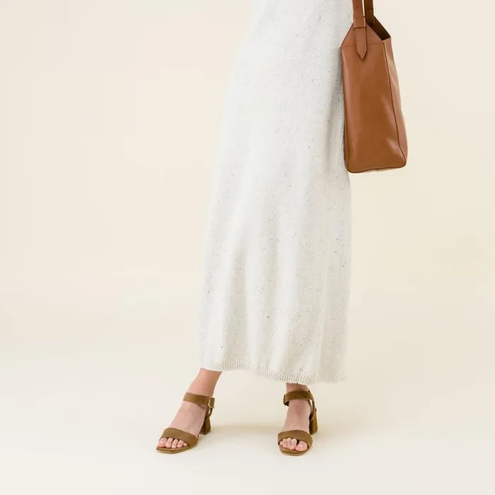 Nisolo Sandals Women Stella GoTo Block Heel Sandal Taupe Suede