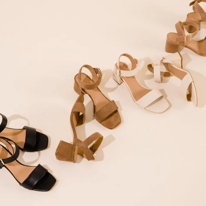 Nisolo Sandals Women Stella GoTo Block Heel Sandal Taupe Suede