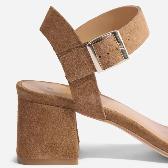 Nisolo Sandals Women Stella GoTo Block Heel Sandal Taupe Suede