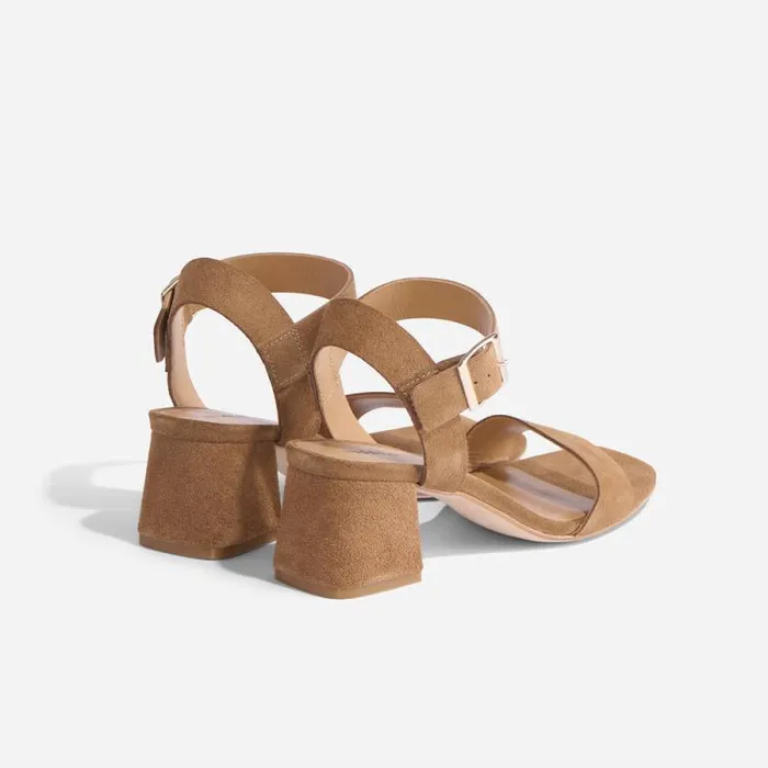 Nisolo Sandals Women Stella GoTo Block Heel Sandal Taupe Suede