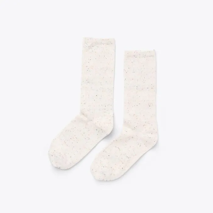Nisolo Socks Men Cotton Crew Sock Ivory Multicolor Marl