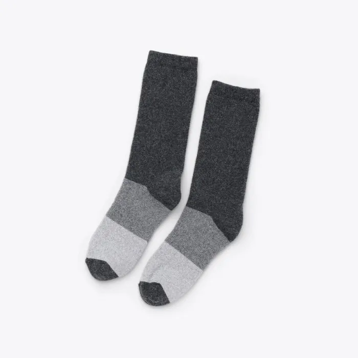 Nisolo Socks Men Cushion Crew Hiker Sock Charcoal Colorblock