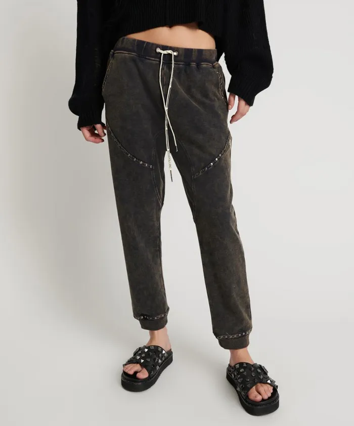 One Teaspoon Bottoms CHARCOAL STUDDED TRACKPANTS 8211 Women