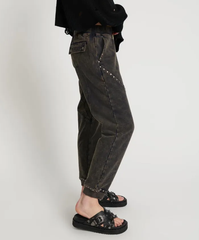 One Teaspoon Bottoms CHARCOAL STUDDED TRACKPANTS 8211 Women
