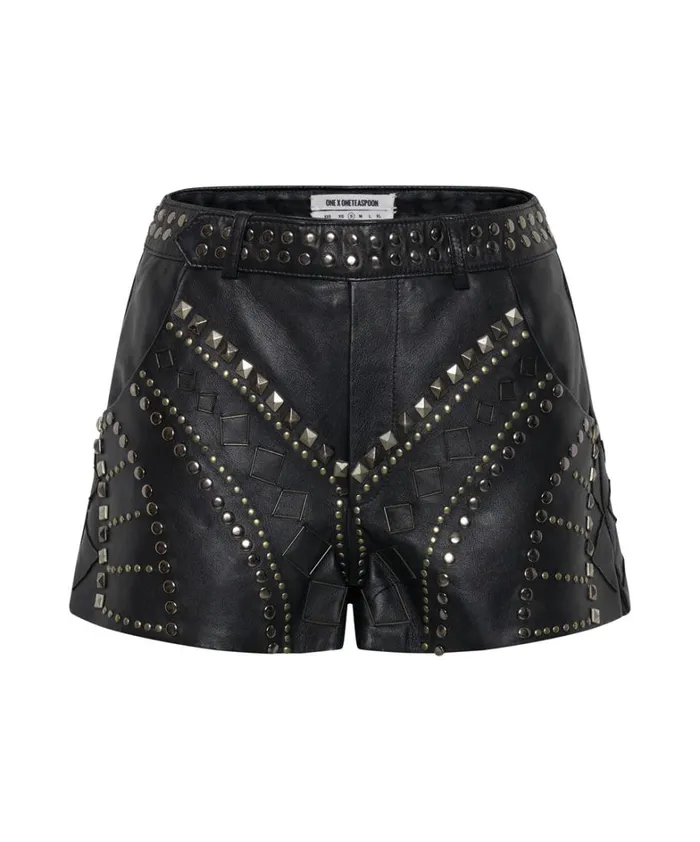One Teaspoon Bottoms DIAMOND REFLECTIONS LEATHER SHORTS 8211 Women