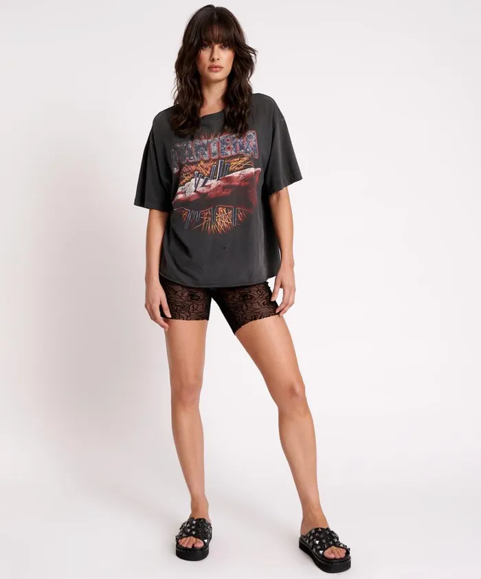 One Teaspoon Bottoms POISON ROSE MESH BIKE SHORTS 8211 Women