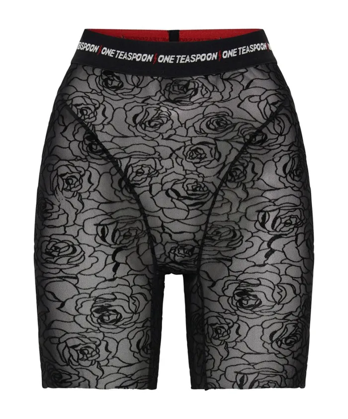 One Teaspoon Bottoms POISON ROSE MESH BIKE SHORTS 8211 Women