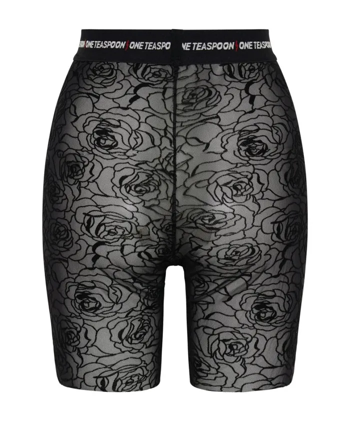 One Teaspoon Bottoms POISON ROSE MESH BIKE SHORTS 8211 Women