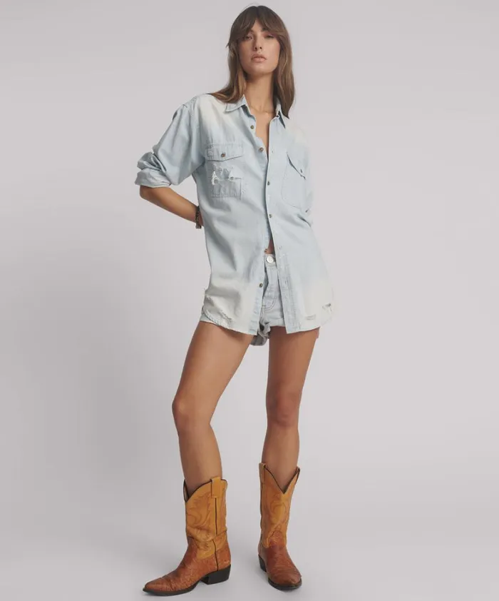 One Teaspoon Denim Tops CLASSIC EVERYDAY CHAMBRAY DENIM SHIRT 8211 Women One Teaspoon Denim Tops CLASSIC EVERYDAY CHAMBRAY DENIM SHIRT 8211 Women