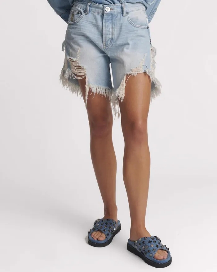 One Teaspoon Footwear STUDDED DENIM IGGY SLIDES 8211 Women One Teaspoon Footwear STUDDED DENIM IGGY SLIDES 8211 Women