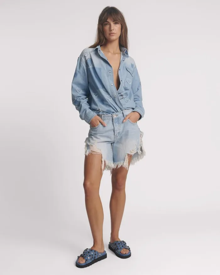 One Teaspoon Footwear STUDDED DENIM IGGY SLIDES 8211 Women One Teaspoon Footwear STUDDED DENIM IGGY SLIDES 8211 Women
