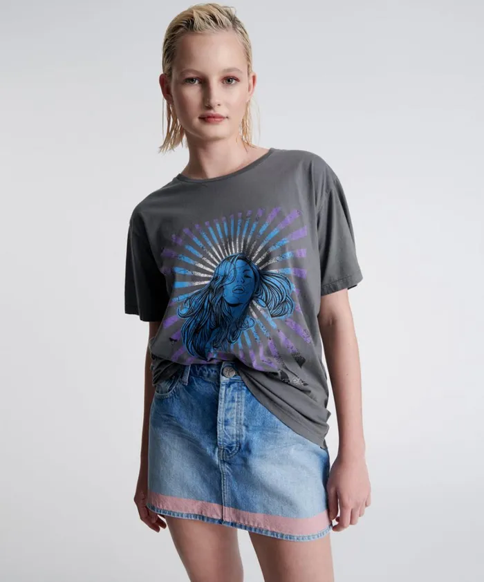 One Teaspoon Graphic Tees FEEL REAL ORGANIC UNISEX TEE 8211 Women
