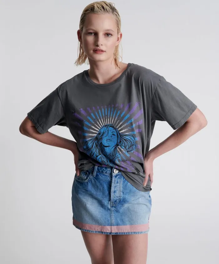 One Teaspoon Graphic Tees FEEL REAL ORGANIC UNISEX TEE 8211 Women