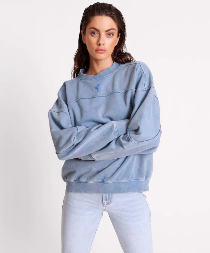 One Teaspoon Hoodies And Sweats BLUE ACID RETRO CREW SWEATER 8211 Women One Teaspoon Hoodies And Sweats BLUE ACID RETRO CREW SWEATER 8211 Women