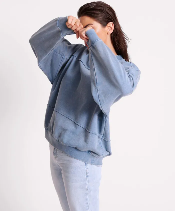 One Teaspoon Hoodies And Sweats BLUE ACID RETRO CREW SWEATER 8211 Women One Teaspoon Hoodies And Sweats BLUE ACID RETRO CREW SWEATER 8211 Women
