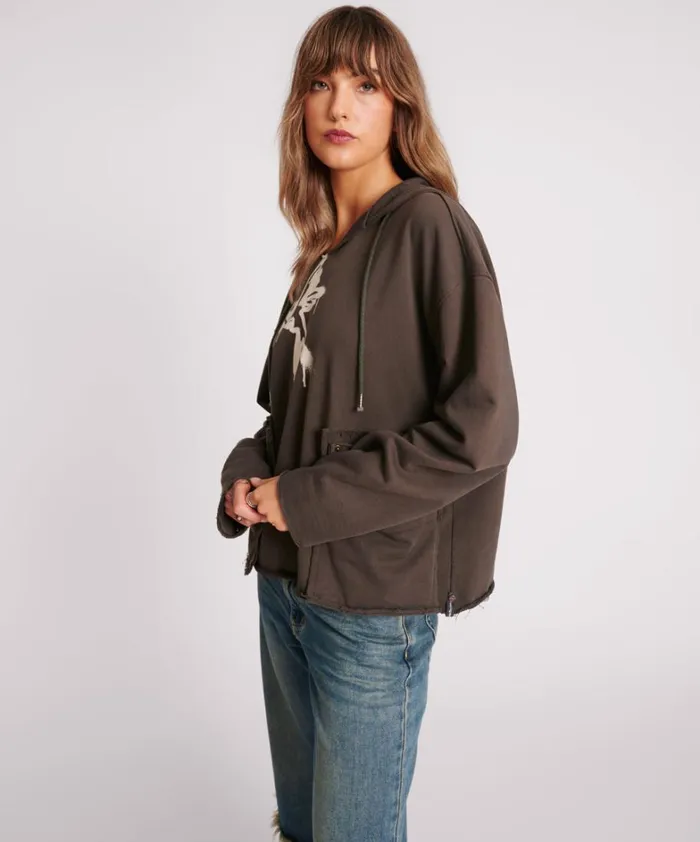One Teaspoon Hoodies And Sweats GRAFFITI BIRD OVERSIZED POCKET HOODIE 8211 Women One Teaspoon Hoodies And Sweats GRAFFITI BIRD OVERSIZED POCKET HOODIE 8211 Women