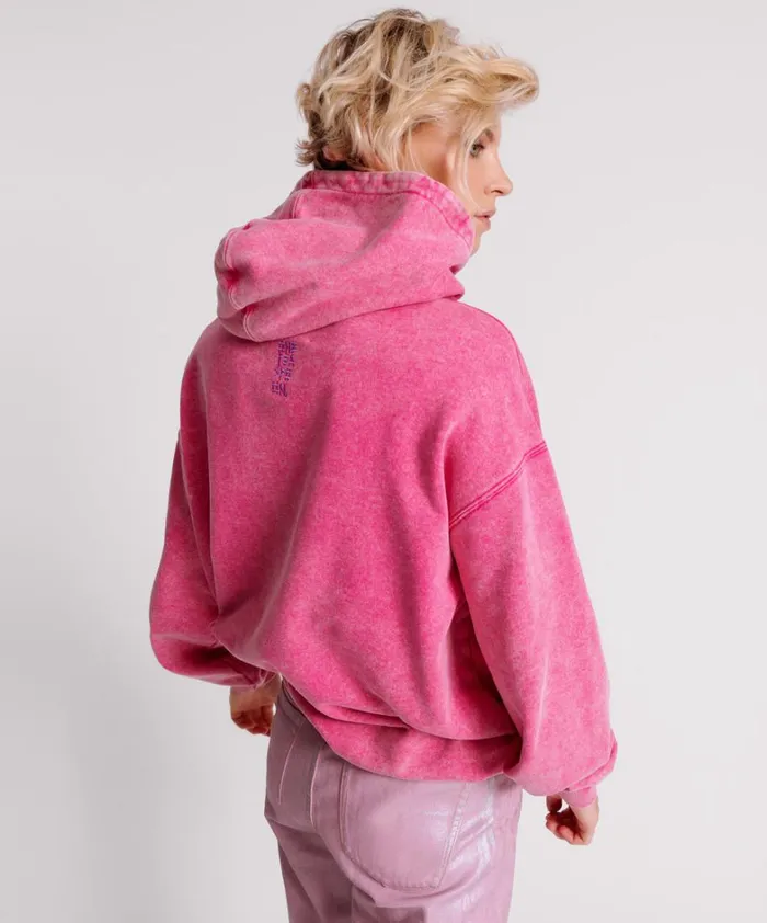 One Teaspoon Hoodies And Sweats PINK ACID SPEED LONGLINE HOODY 8211 Women