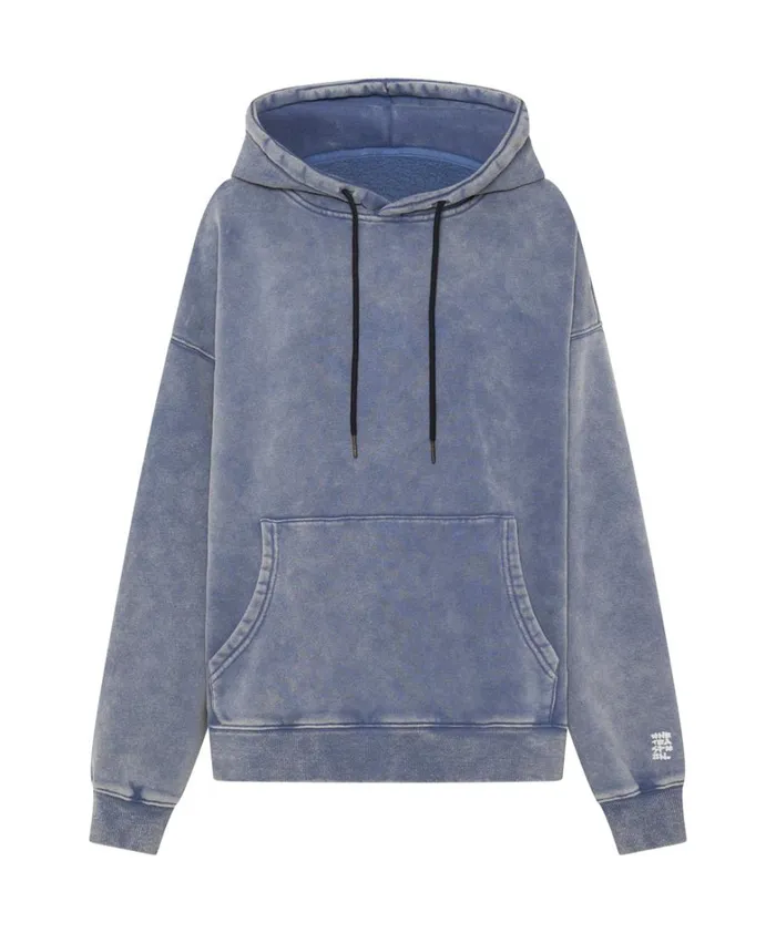 One Teaspoon Hoodies And Sweats WASHED BLUE SMILEY BATWING HOODY 8211 Women