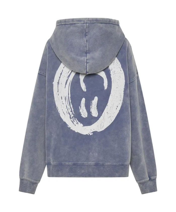 One Teaspoon Hoodies And Sweats WASHED BLUE SMILEY BATWING HOODY 8211 Women