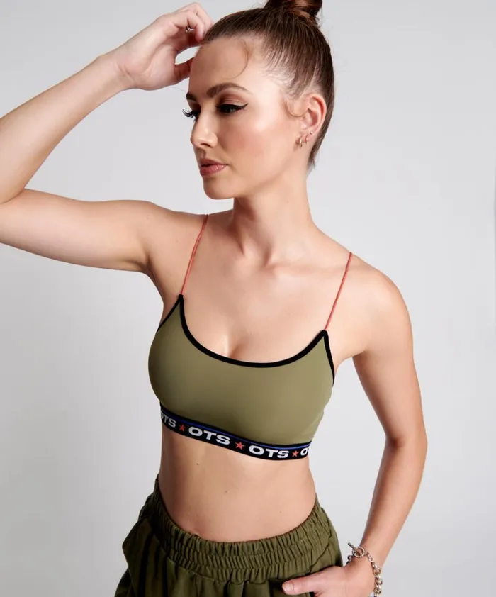 One Teaspoon Intimates OTS KHAKI BOXER CROP BRALETTE 8211 Women
