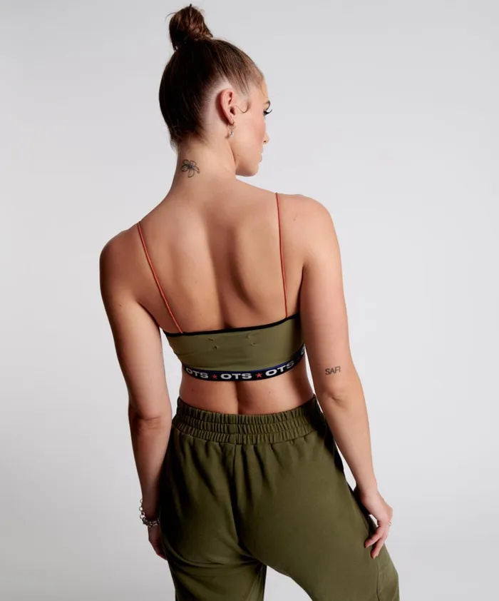 One Teaspoon Intimates OTS KHAKI BOXER CROP BRALETTE 8211 Women