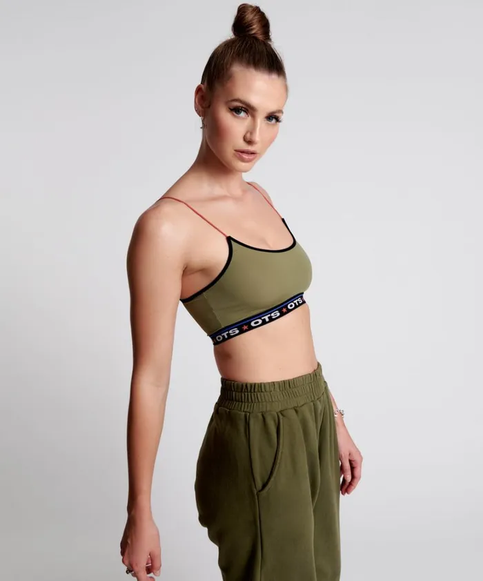 One Teaspoon Intimates OTS KHAKI BOXER CROP BRALETTE 8211 Women
