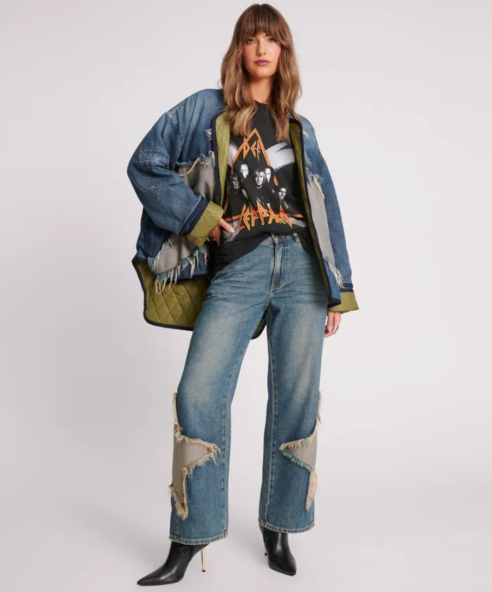One Teaspoon Jackets MEMPHIS LIGHT STAR DENIM WADDED JACKET 8211 Women One Teaspoon Jackets MEMPHIS LIGHT STAR DENIM WADDED JACKET 8211 Women