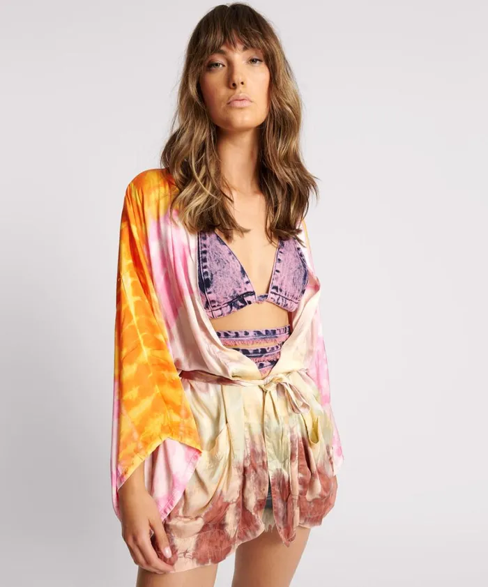 One Teaspoon Jackets MIRAGE HAND DYED SATIN KIMONO 8211 Women