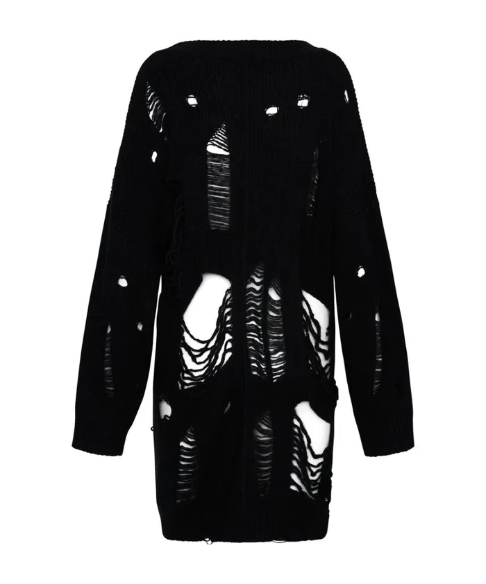 One Teaspoon Knitwear BLACK HERCULES SHREDDED SWEATER 8211 Women