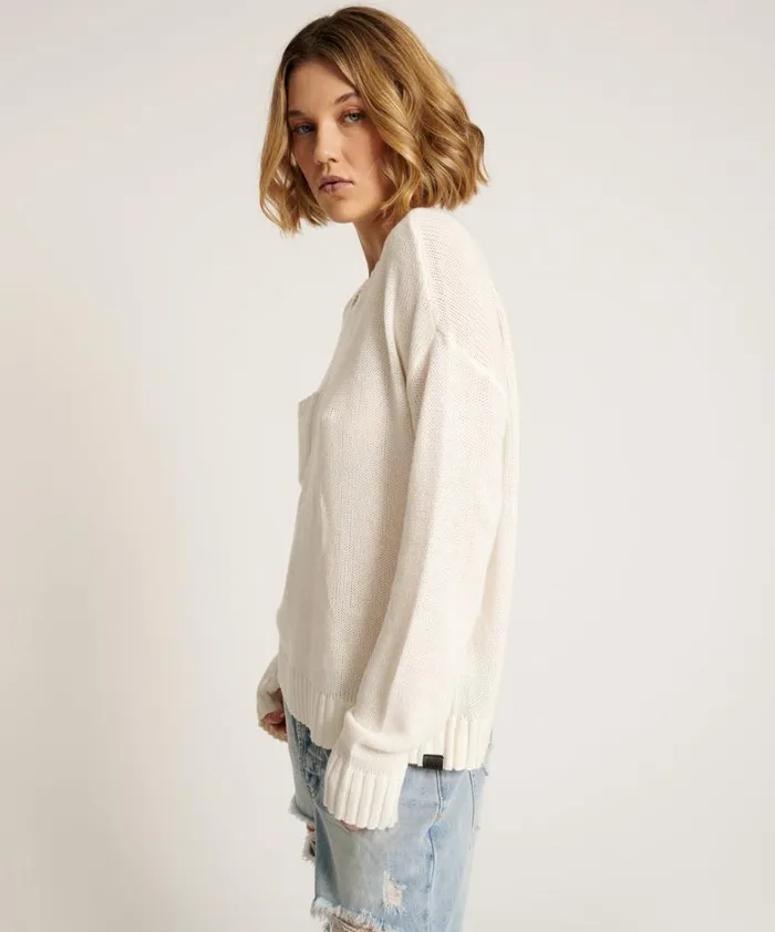One Teaspoon Knitwear CLASSIC POCKET CHUNKY KNIT SWEATER WHITE 8211 Women One Teaspoon Knitwear CLASSIC POCKET CHUNKY KNIT SWEATER WHITE 8211 Women