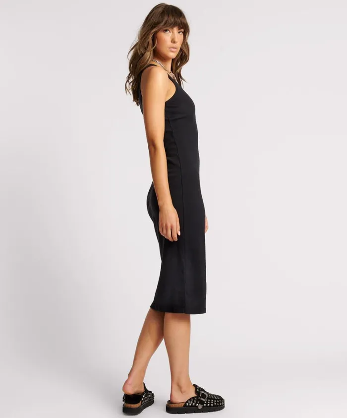 One Teaspoon Midi and Maxi Dresses WASHED BLACK ONE TEASPOON RIB SINGLET DRESS 8211 Women