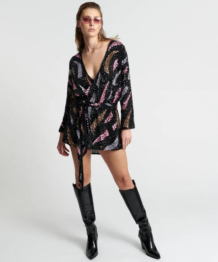 One Teaspoon Mini Dresses DELUSION HAND BEADED WRAP DRESS 8211 Women