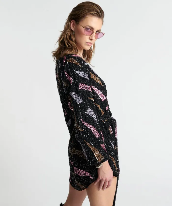 One Teaspoon Mini Dresses DELUSION HAND BEADED WRAP DRESS 8211 Women One Teaspoon Mini Dresses DELUSION HAND BEADED WRAP DRESS 8211 Women